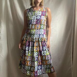 Unique, Breastfeeding Friendly Batik Print Drop Waist Dress